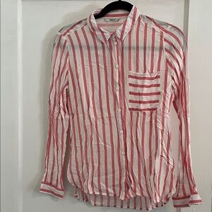 Only Striped Button-Down Shirt in Red and White